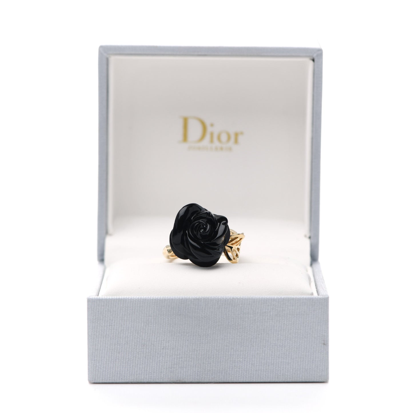 18K Yellow Gold Diamond Black Onyx Dior Pre Catelan Ring 57 8