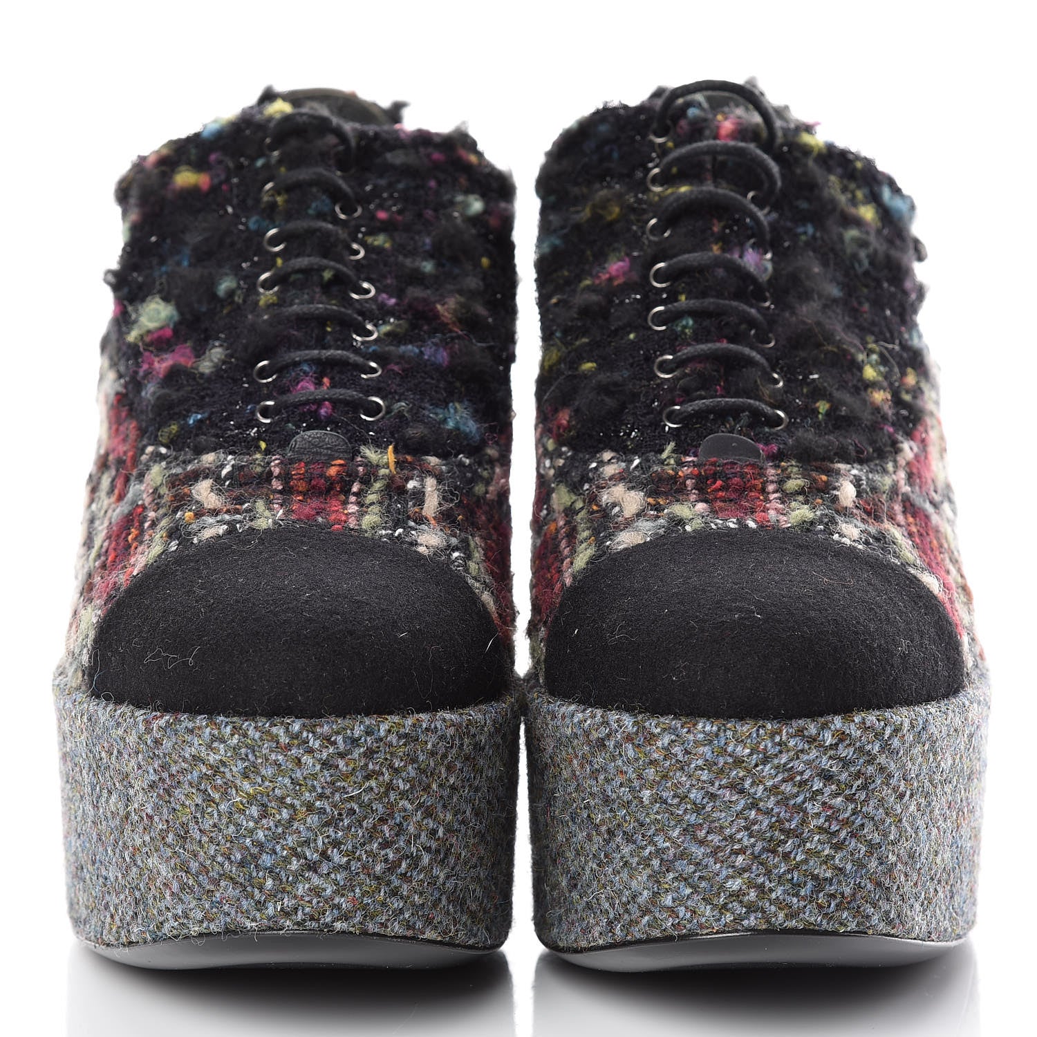 Chanel Tweed Lace Up Platform Oxford 40.5 Multicolor 2 of 8