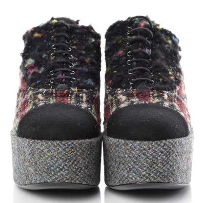 Chanel Tweed Lace Up Platform Oxford 40.5 Multicolor 2 of 8