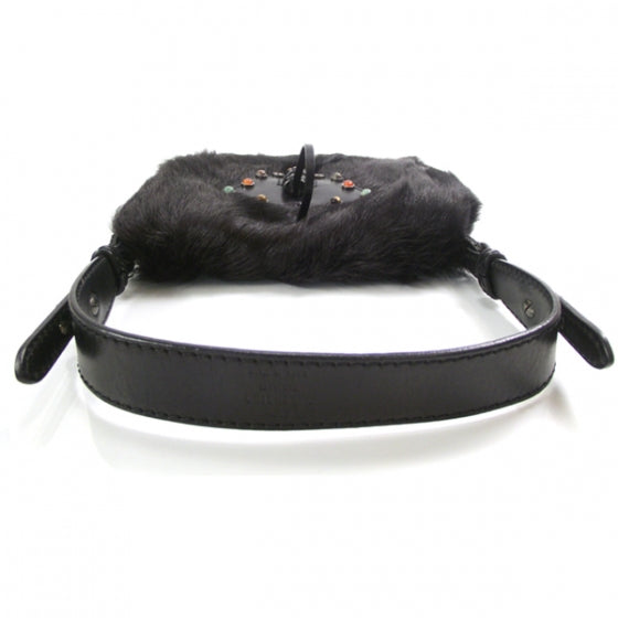 Fur Shoulder Bag Black