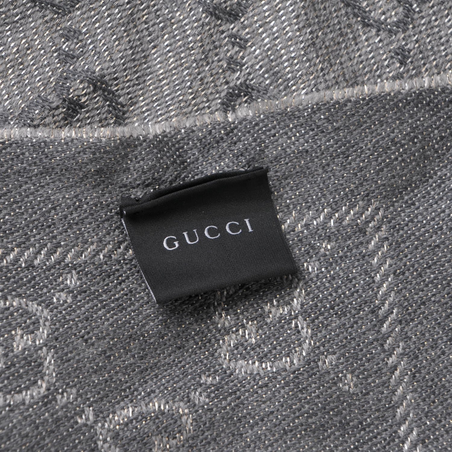 Gucci Wool Monogram Fringe Scarf Grey 5 of 6