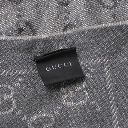 Gucci Wool Monogram Fringe Scarf Grey 5 of 6