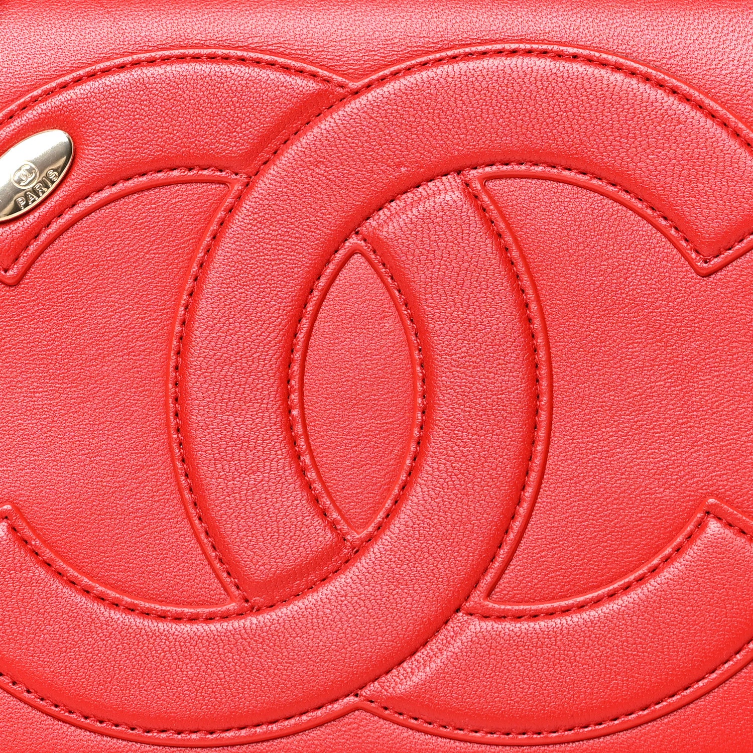 Chanel Lambskin CC Mania Flap Bag Red 7 of 9