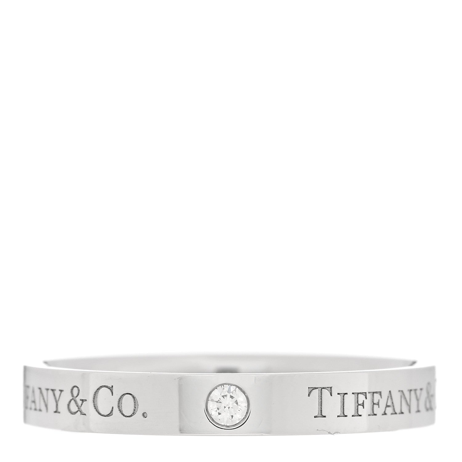 Tiffany Platinum Diamond Logo Band Ring 56 7.5 3 of 5