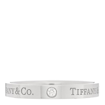 Tiffany Platinum Diamond Logo Band Ring 56 7.5 3 of 5