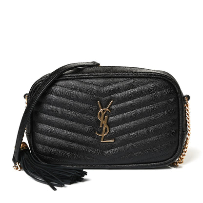 Saint Laurent Grain De Poudre Matelasse Monogram Mini Lou Camera Bag Black 1 of 13
