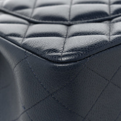 Chanel Caviar Quilted Jumbo Double Flap Navy Blue 18 of 21