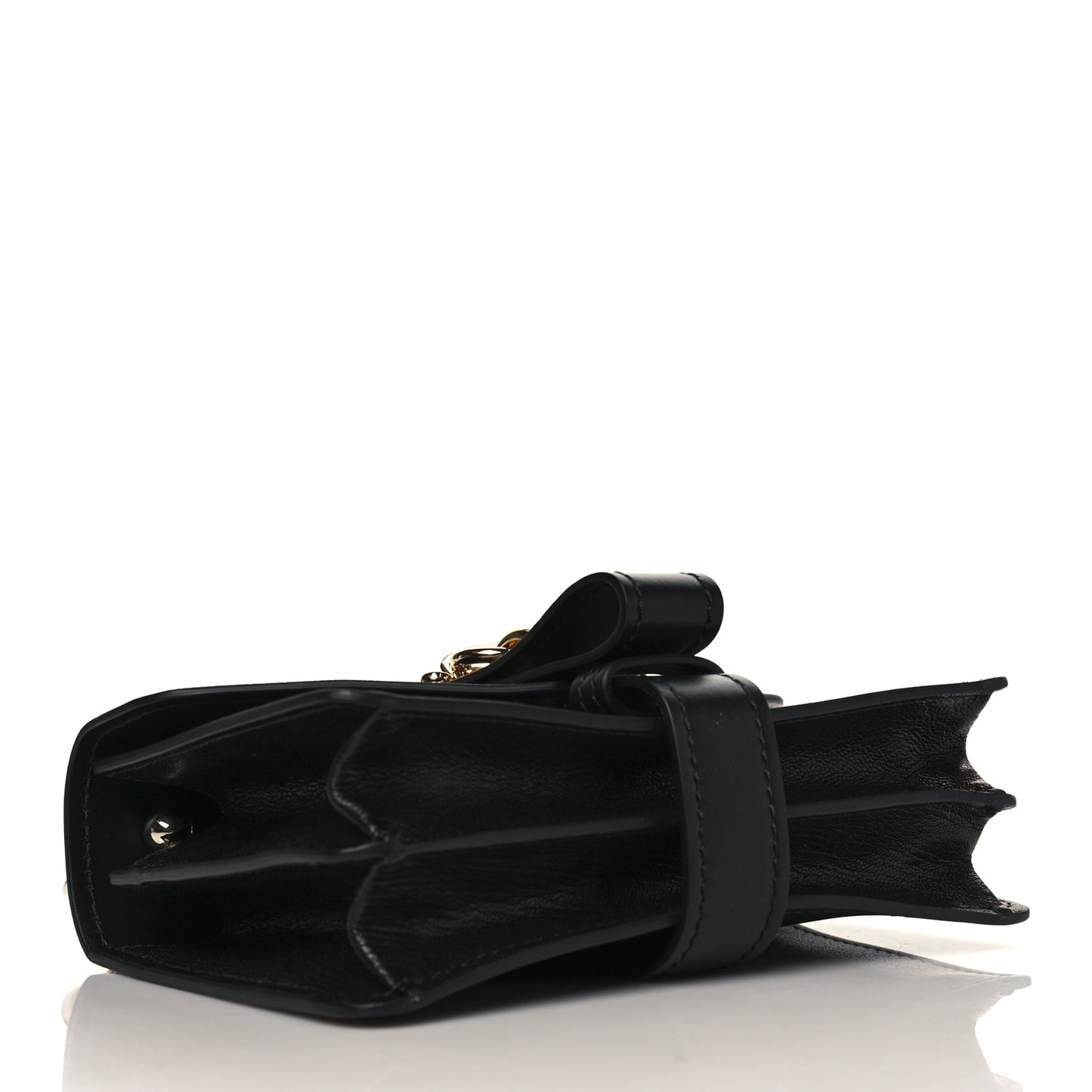 Shiny Goatskin Calfskin Aby Chain Shoulder Bag Black