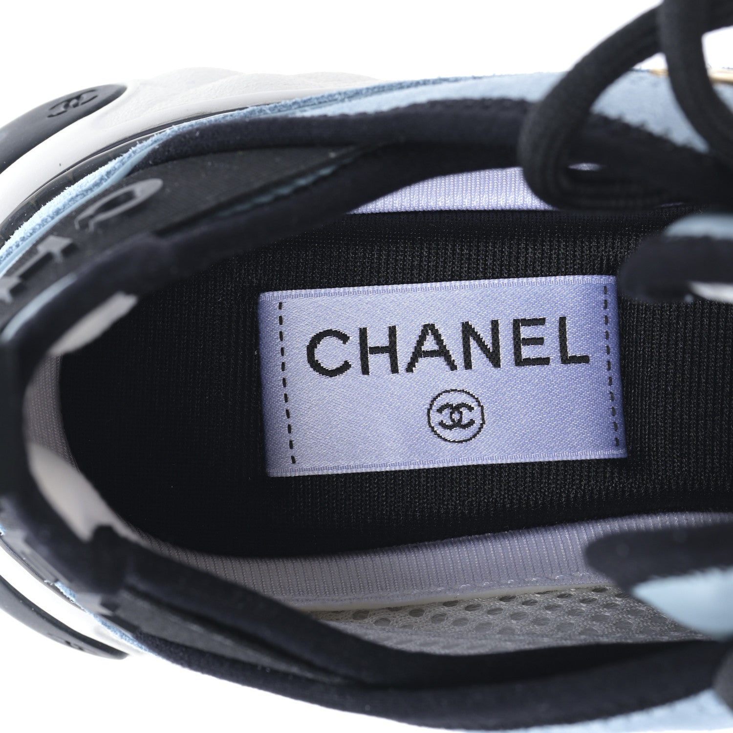 Chanel Suede Calfskin Nylon Grosgrain CC Sneakers 36.5 Light Blue 7 of 9