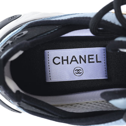 Chanel Suede Calfskin Nylon Grosgrain CC Sneakers 36.5 Light Blue 7 of 9