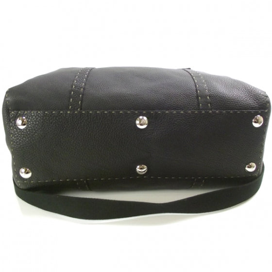 Calfskin Romano Selleria Boston Travel Bag Black