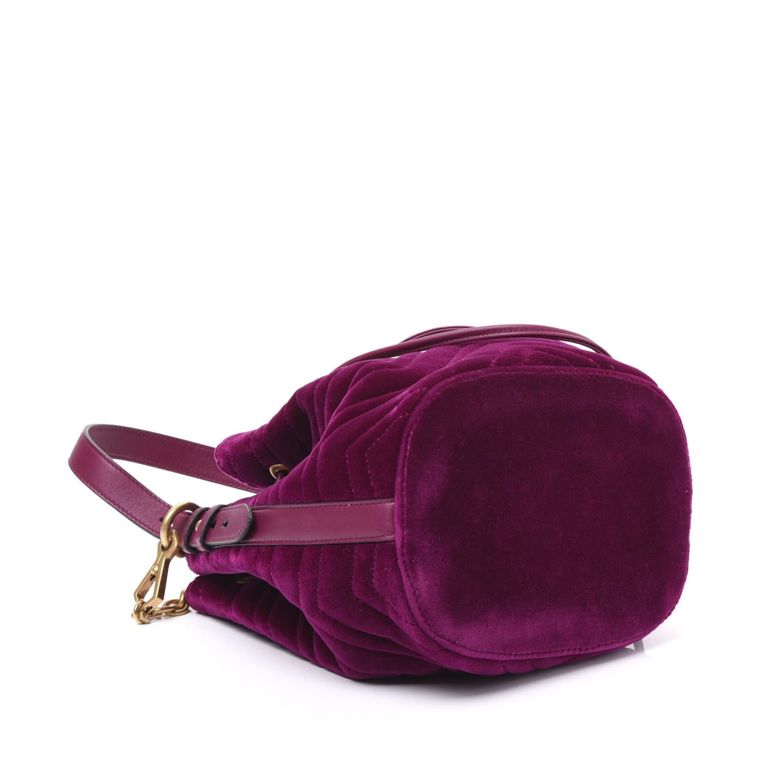 Gucci Velvet Matelasse GG Marmont Bucket Bag Fuchsia Violet Cyclamen 3 of 9