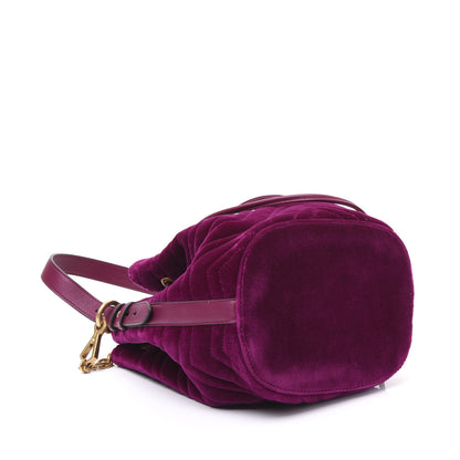 Gucci Velvet Matelasse GG Marmont Bucket Bag Fuchsia Violet Cyclamen 3 of 9