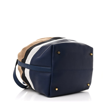 Burberry Grainy Calfskin House Check Canvas Heston Crossbody Blue 5 of 11