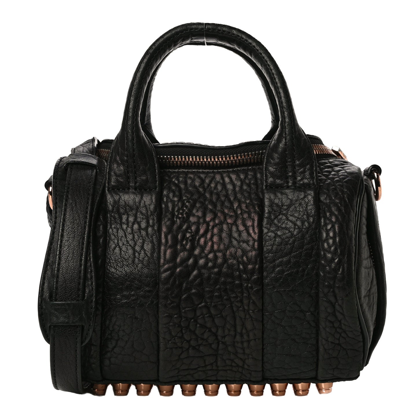 Pebbled Lambskin Mini Rockie Black Rose Gold Hardware