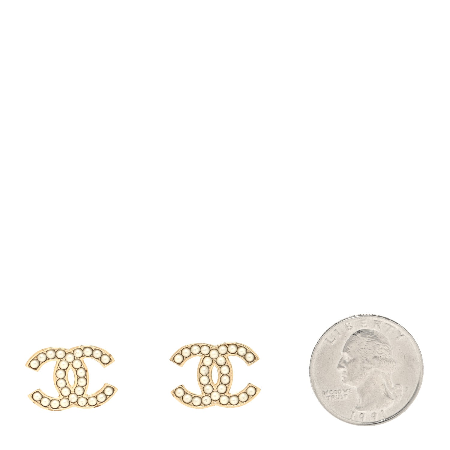 Chanel Pearl CC Earrings Gold 2 of 4