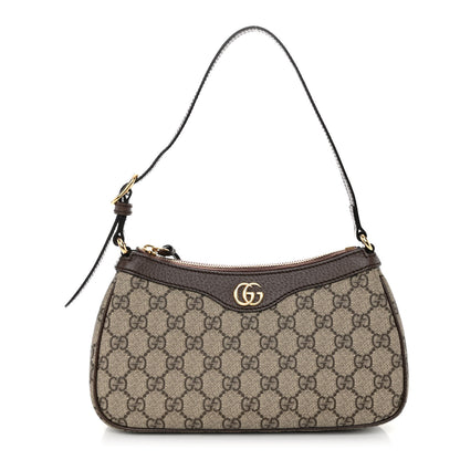 Gucci GG Supreme Monogram Textured Dollar Calfskin Small Ophidia Hobo Beige Ebony New Acero 1 of 12
