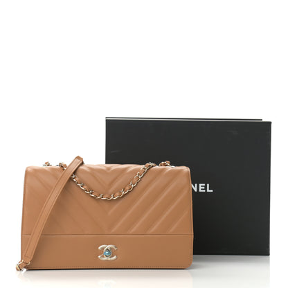 Chanel Lambskin Chevron Quilted Flap Camel 11 of 11