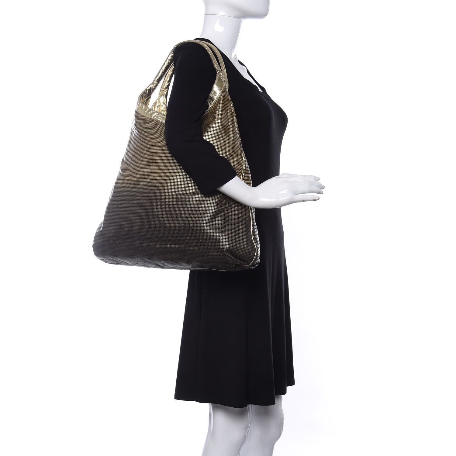 Chanel Metallic Perforated Lambskin Hollywood Hobo Gold 2 of 10