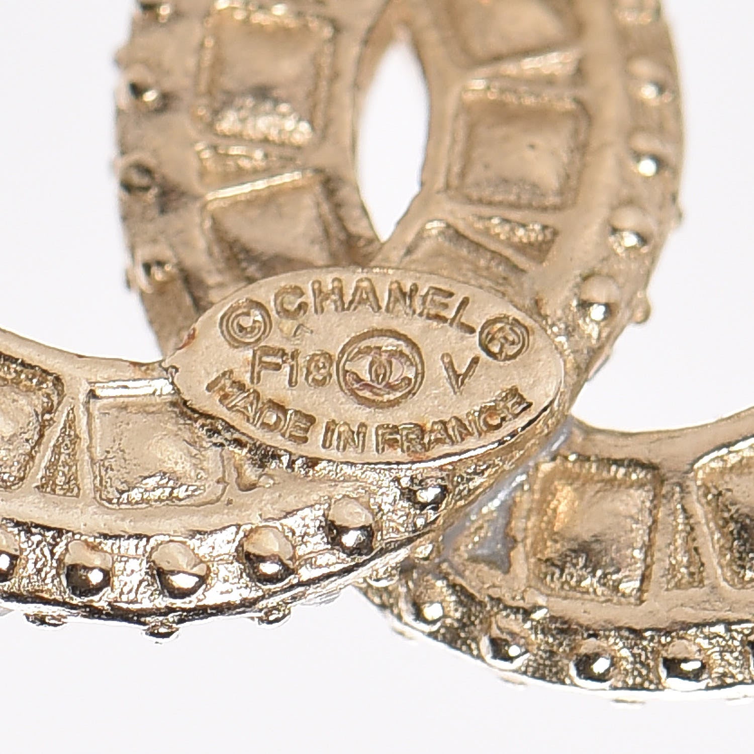Chanel Crystal CC Earrings Gold 4 of 5