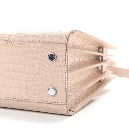 Saint Laurent Calfskin Crocodile Embossed Baby Sac De Jour Rose Antic 10 of 10
