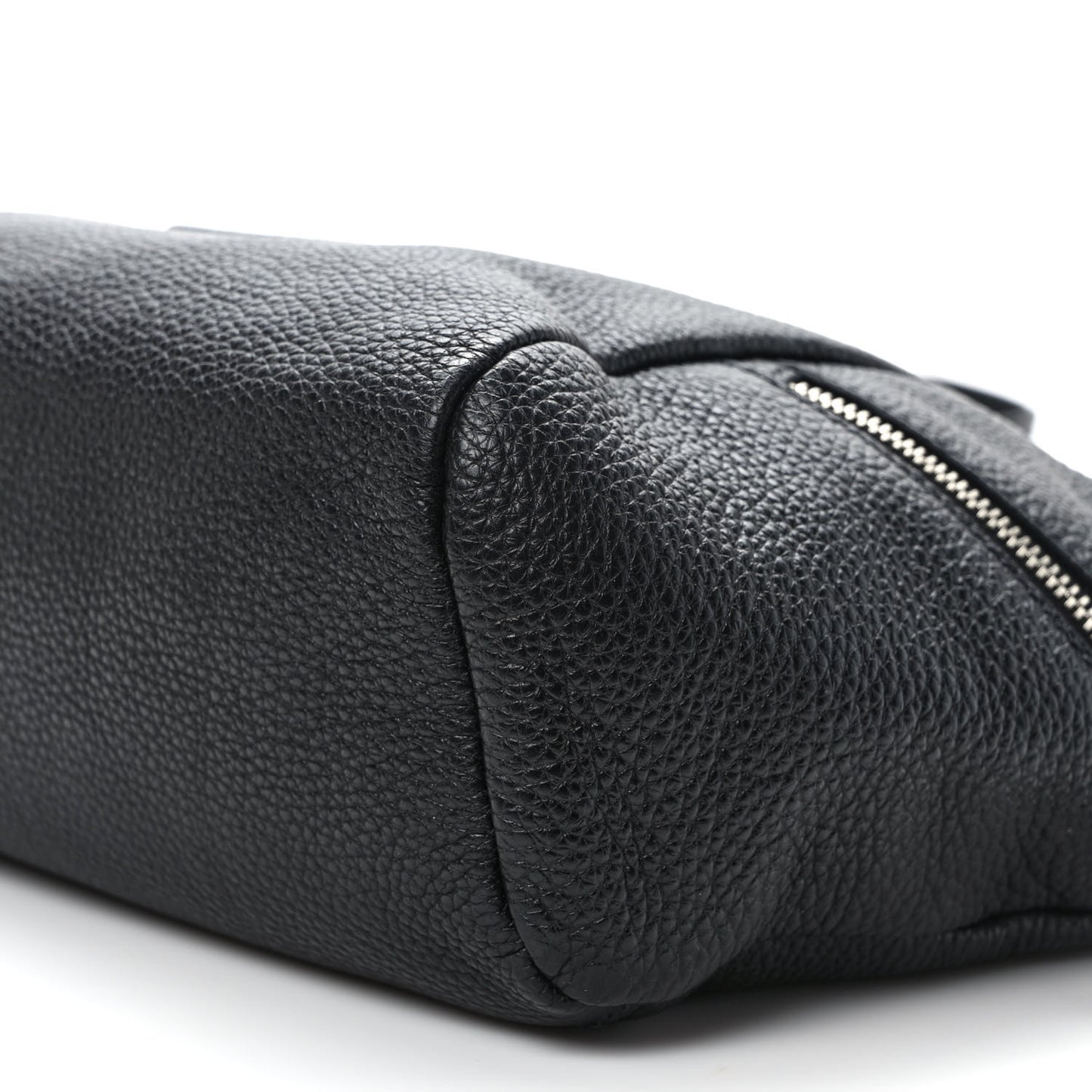 Vitello Daino Triangle Logo Embossed Shoulder Bag Black
