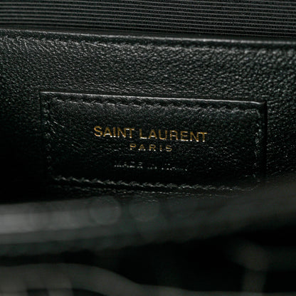 Saint Laurent Calfskin Crocodile Embossed Classic Monogram Tassel Clutch Black 7 of 8