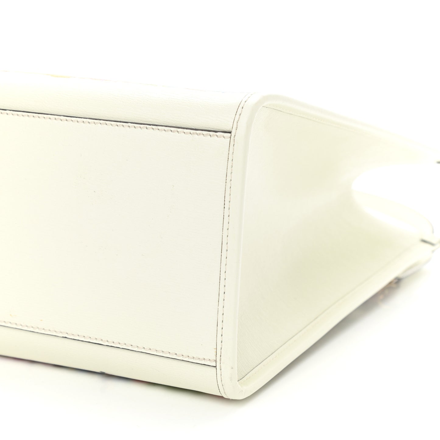 New Shangai Calfskin Tiger Savanah Textured Calfskin Medium Tote Chalky White Multicolor