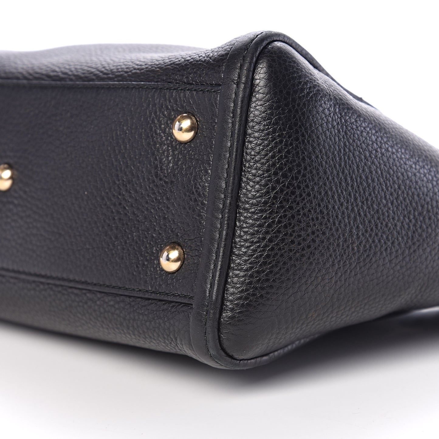 Pebbled Calfskin Small Soho Top Handle Bag Black