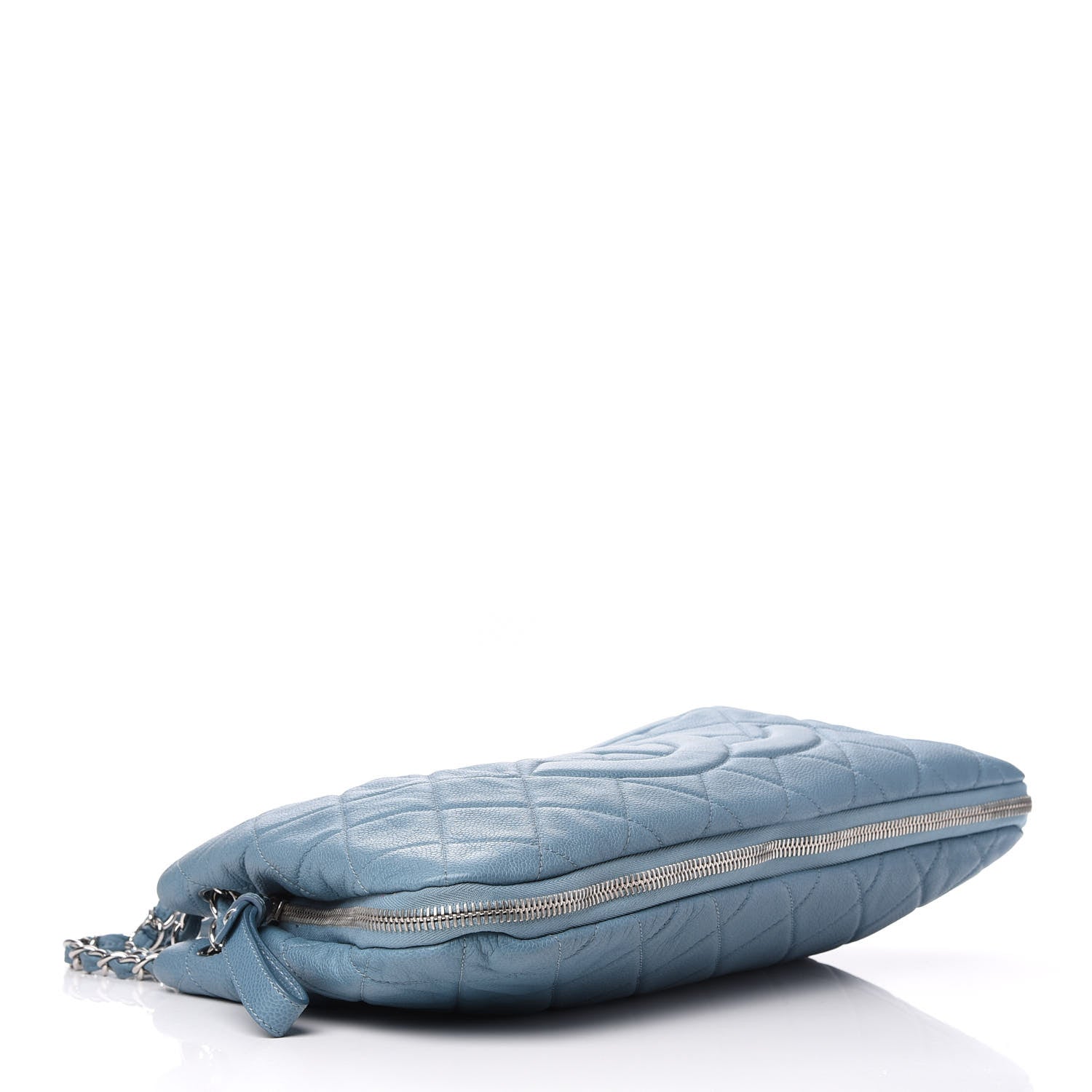 Chanel Caviar Quilted Expandable Zip Shoulder Bag Blue 5 of 12