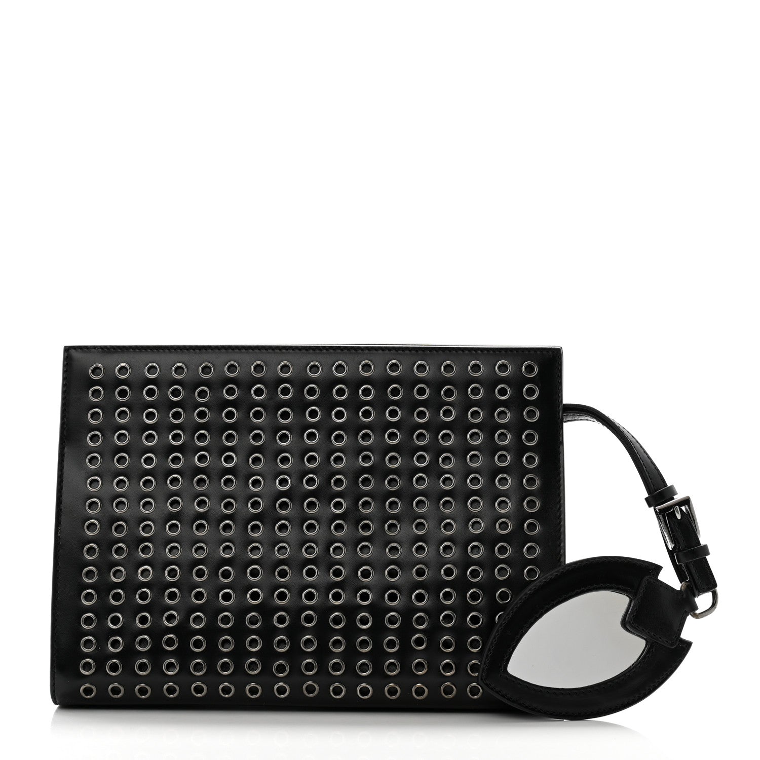 Alaia Calfskin Grommet Studded Clutch Black 3 of 10
