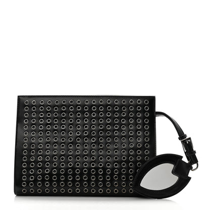 Alaia Calfskin Grommet Studded Clutch Black 3 of 10
