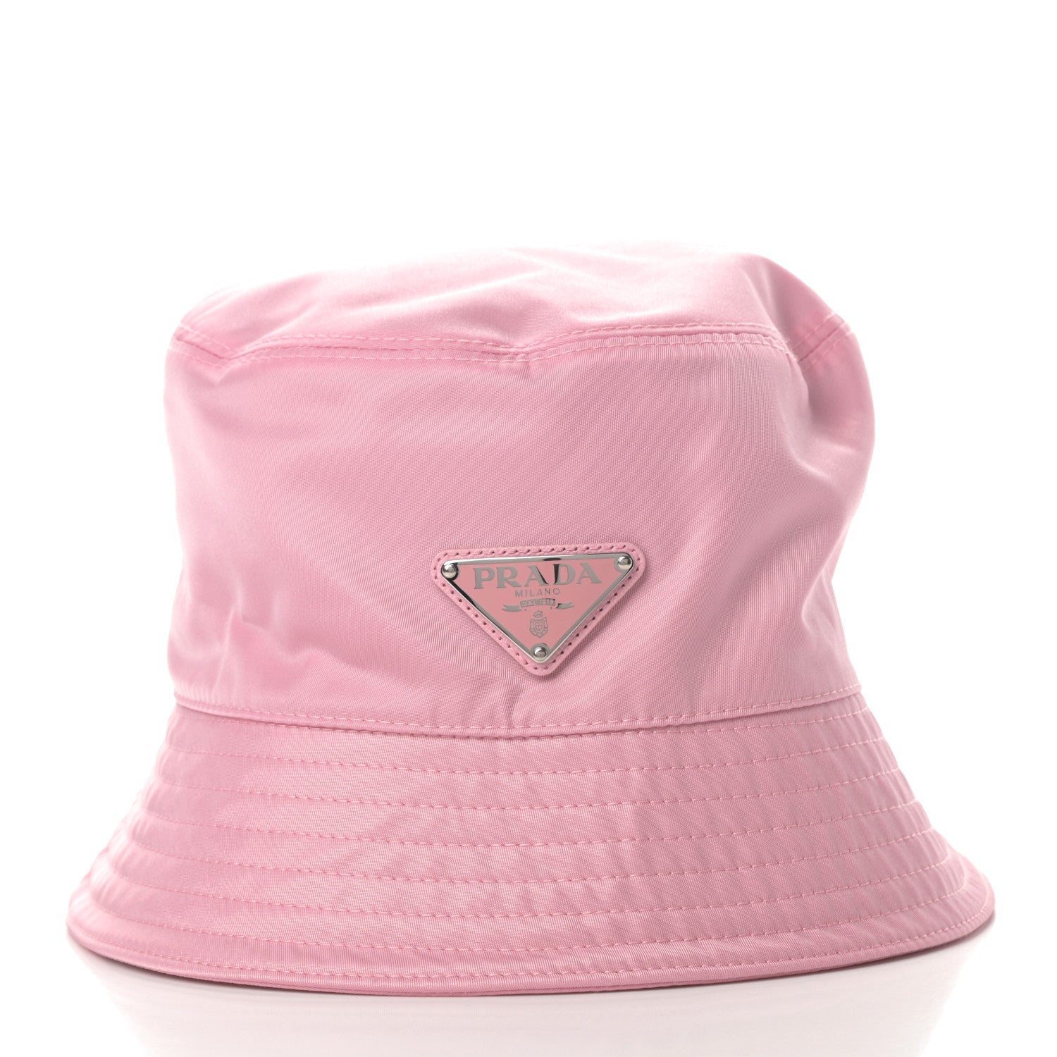 Prada Re-Nylon Metal Triangle Logo Womens Bucket Hat M Begonia 3 of 7