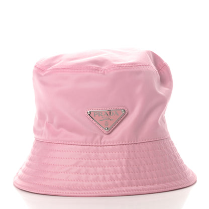 Prada Re-Nylon Metal Triangle Logo Womens Bucket Hat M Begonia 3 of 7