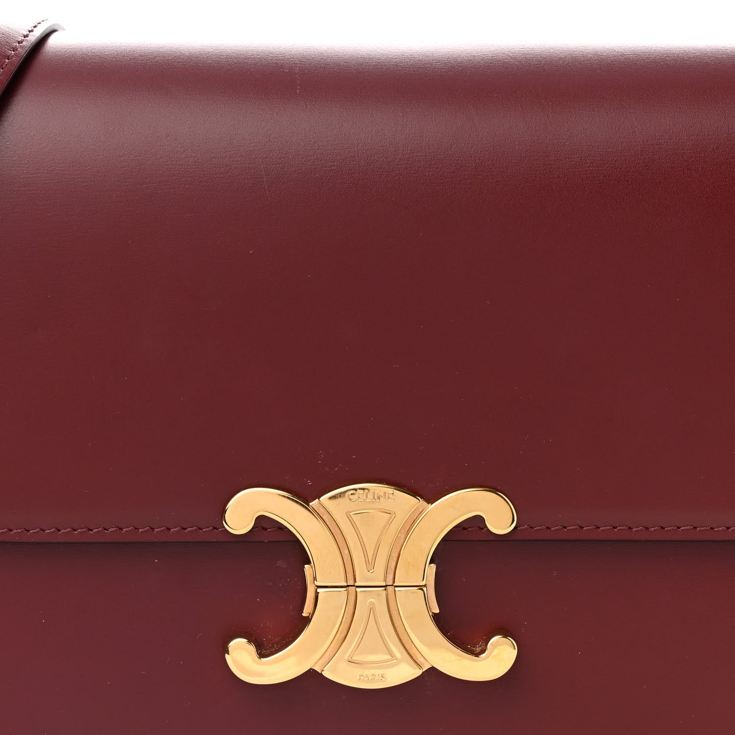 Celine Shiny Calfskin Medium Triomphe Light Burgundy 10 of 15