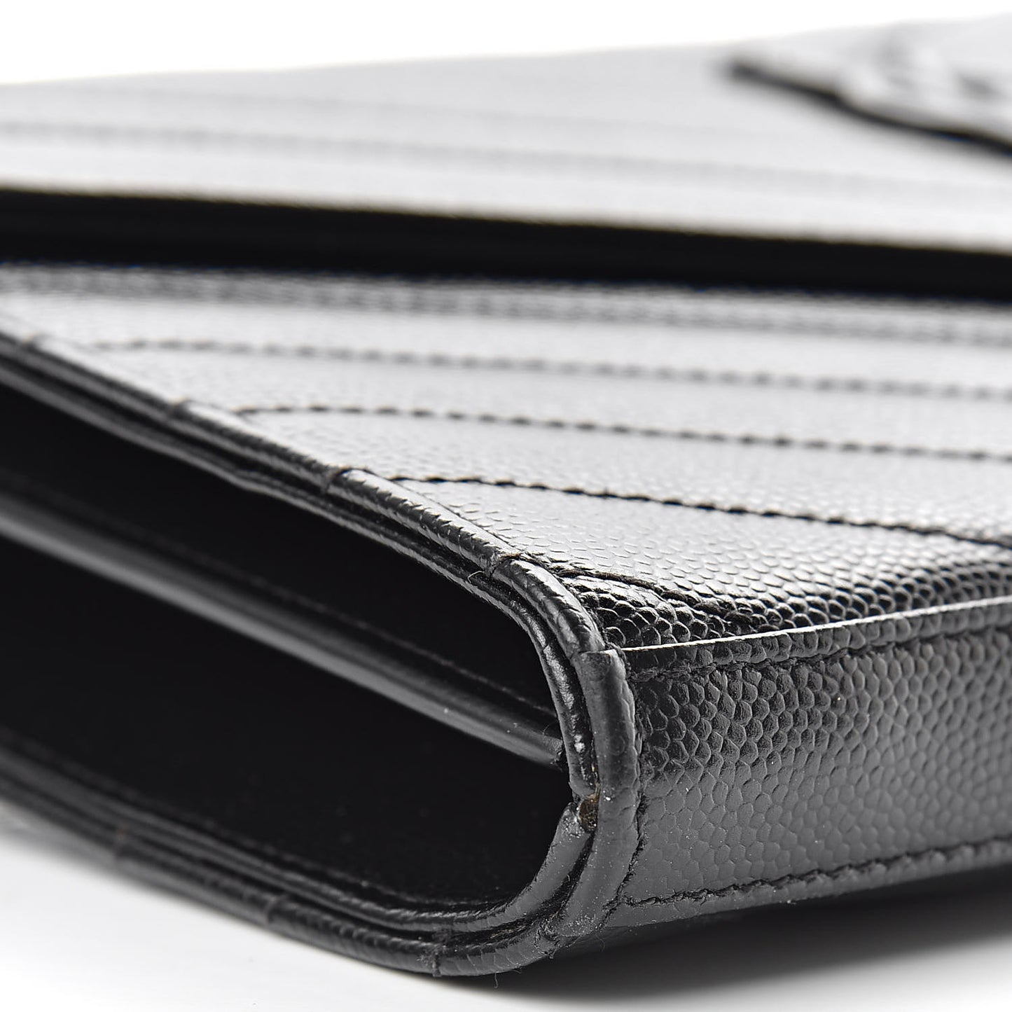 Grain De Poudre Matelasse Chevron Monogram Chain Wallet Black