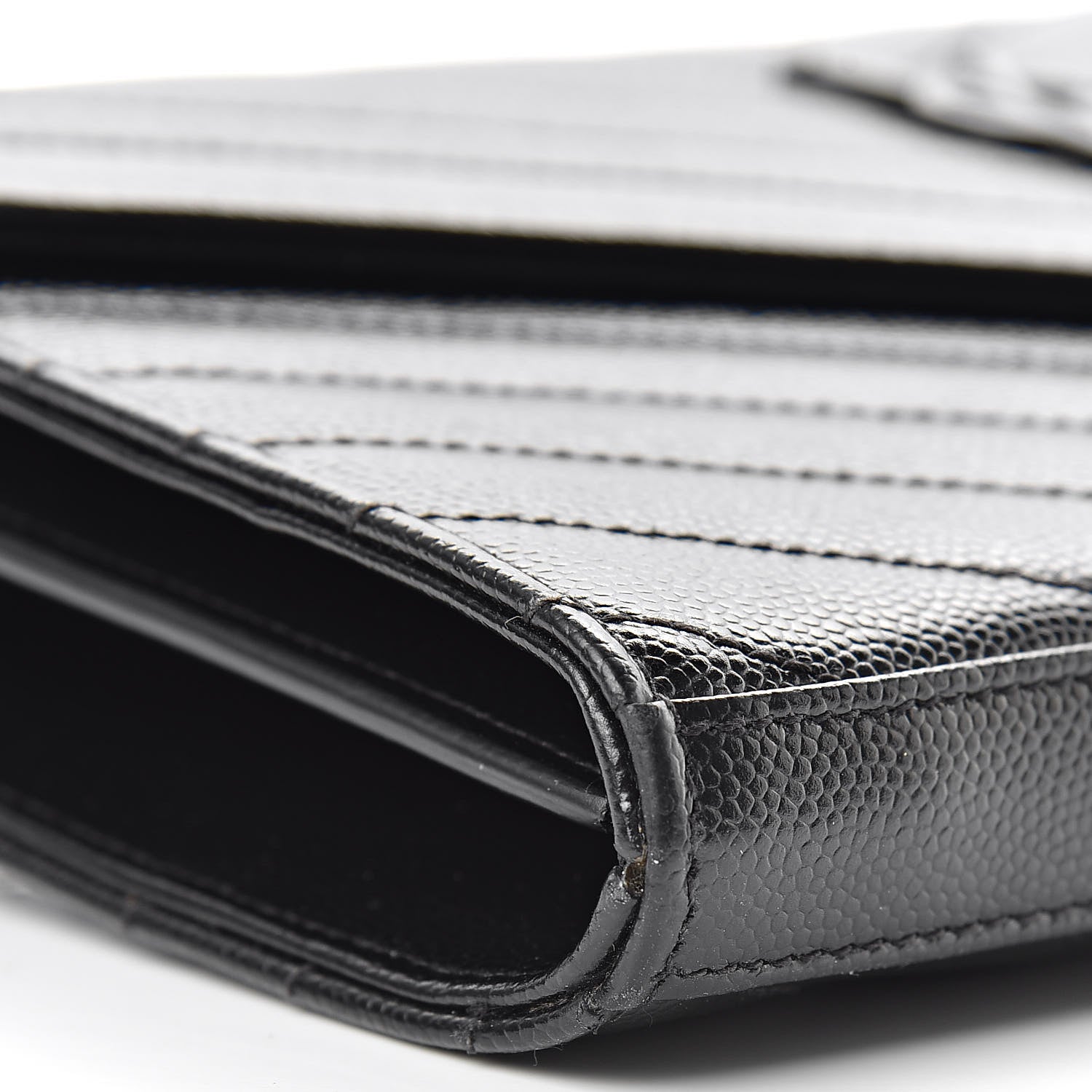 Saint Laurent Grain De Poudre Matelasse Chevron Monogram Chain Wallet Black 9 of 12