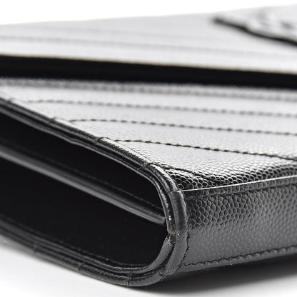 Saint Laurent Grain De Poudre Matelasse Chevron Monogram Chain Wallet Black 9 of 12