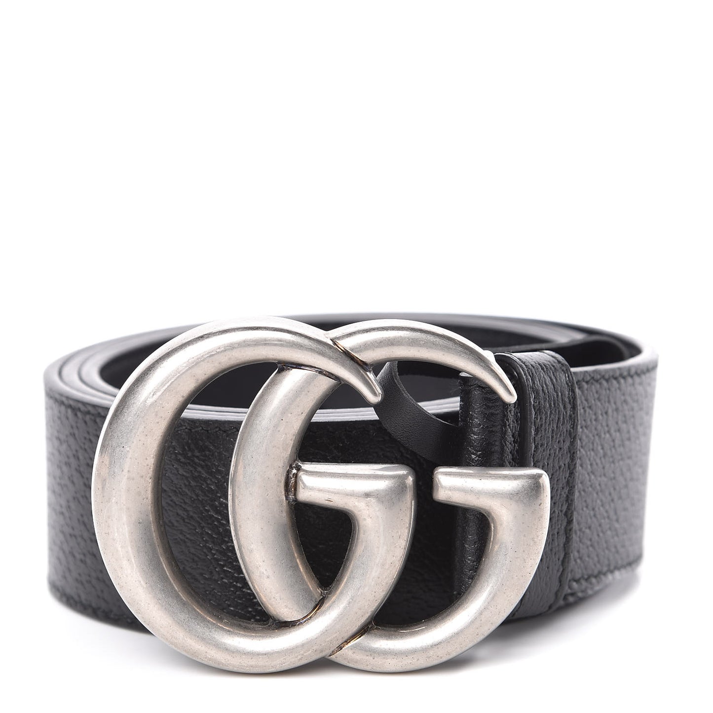 Textured Dollar Calfskin Nickel Double G 40mm Belt 85 34 Black