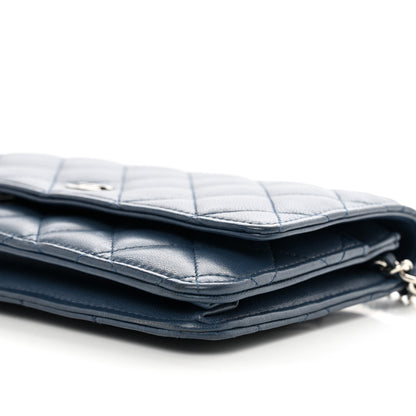 Chanel Lambskin Quilted Wallet On Chain WOC Navy Blue 11 of 12