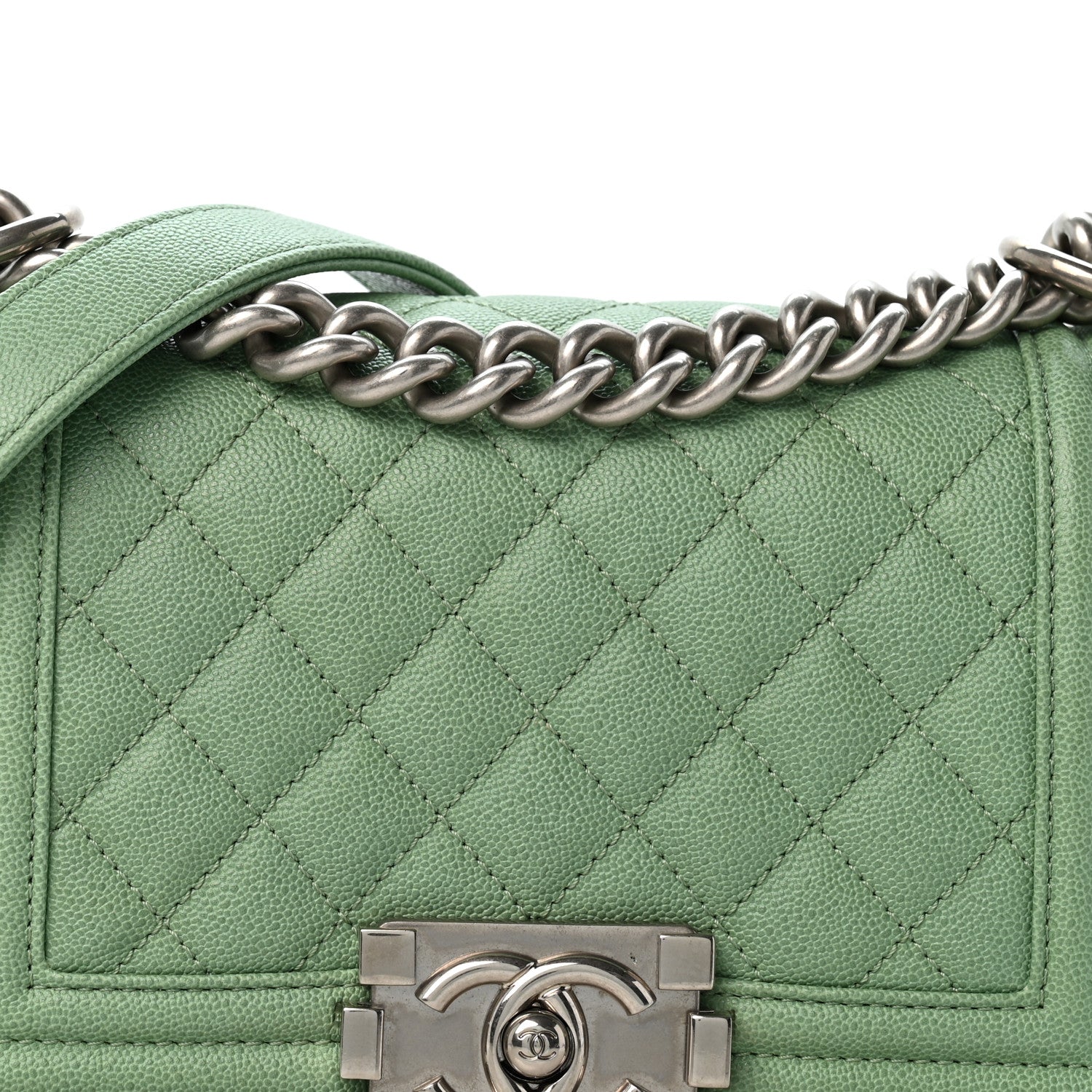Chanel Caviar Quilted Small Boy Flap Green 8 of 12
