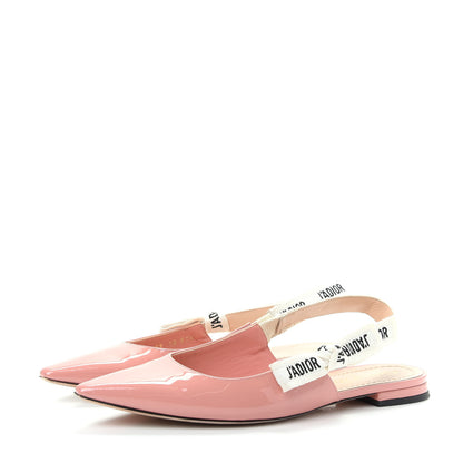 Christian Dior Patent Ribbon J'Adior Slingback Ballet Flats 37.5 Dusty Candy 3 of 10