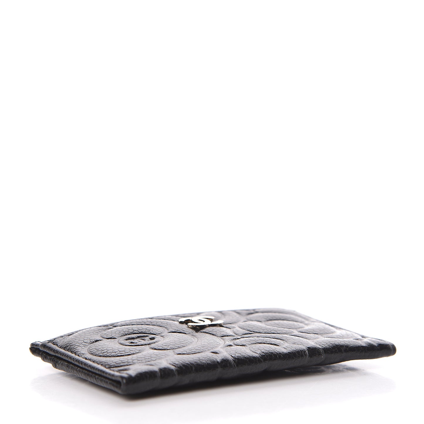 Caviar Camellia Embossed Card Holder Black