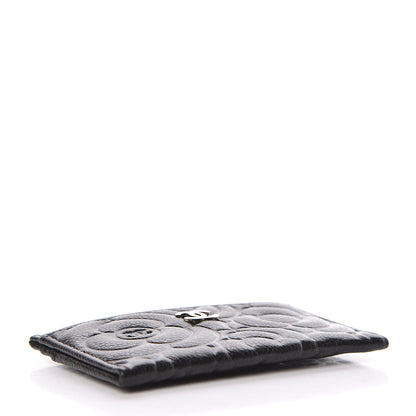 Chanel Caviar Camellia Embossed Card Holder Black 4 of 9