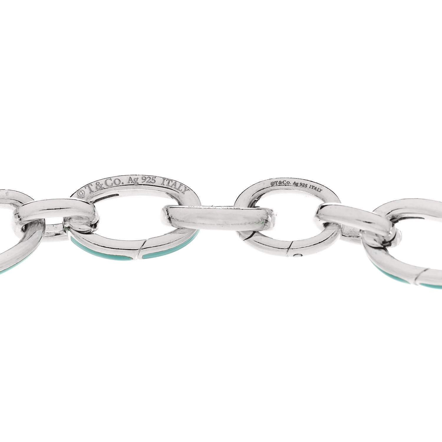 Tiffany Sterling Silver Enamel Clasping Link Bracelet Blue 3 of 3