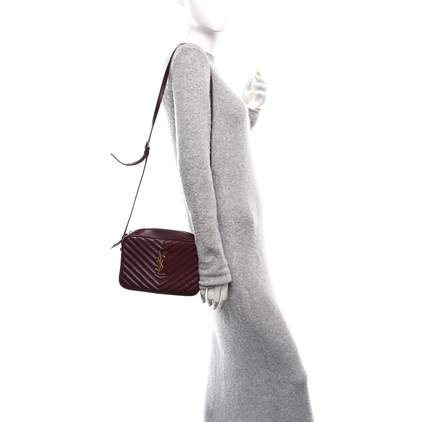 Calfskin Matelasse Monogram Lou Camera Bag Dark Legion Red