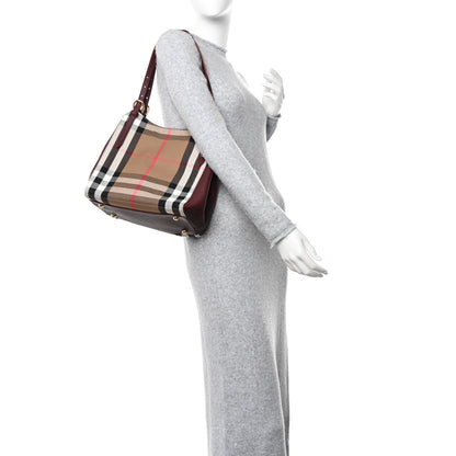 Burberry House Check Grainy Calfskin Small Canterbury Tote Mahogany Red 2 of 11