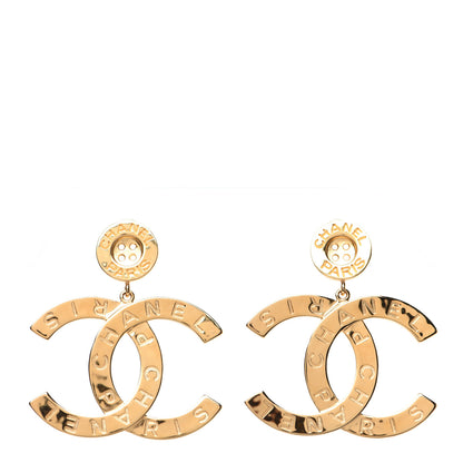 Chanel Metal Large Paris Button Earrings Gold 1 of 5