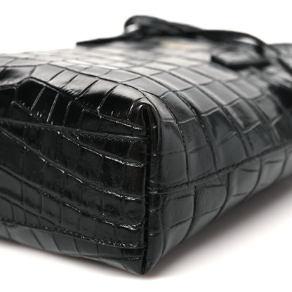 Saint Laurent Calfskin Crocodile Embossed Paris Mini Toy Shopper Tote Black 10 of 12