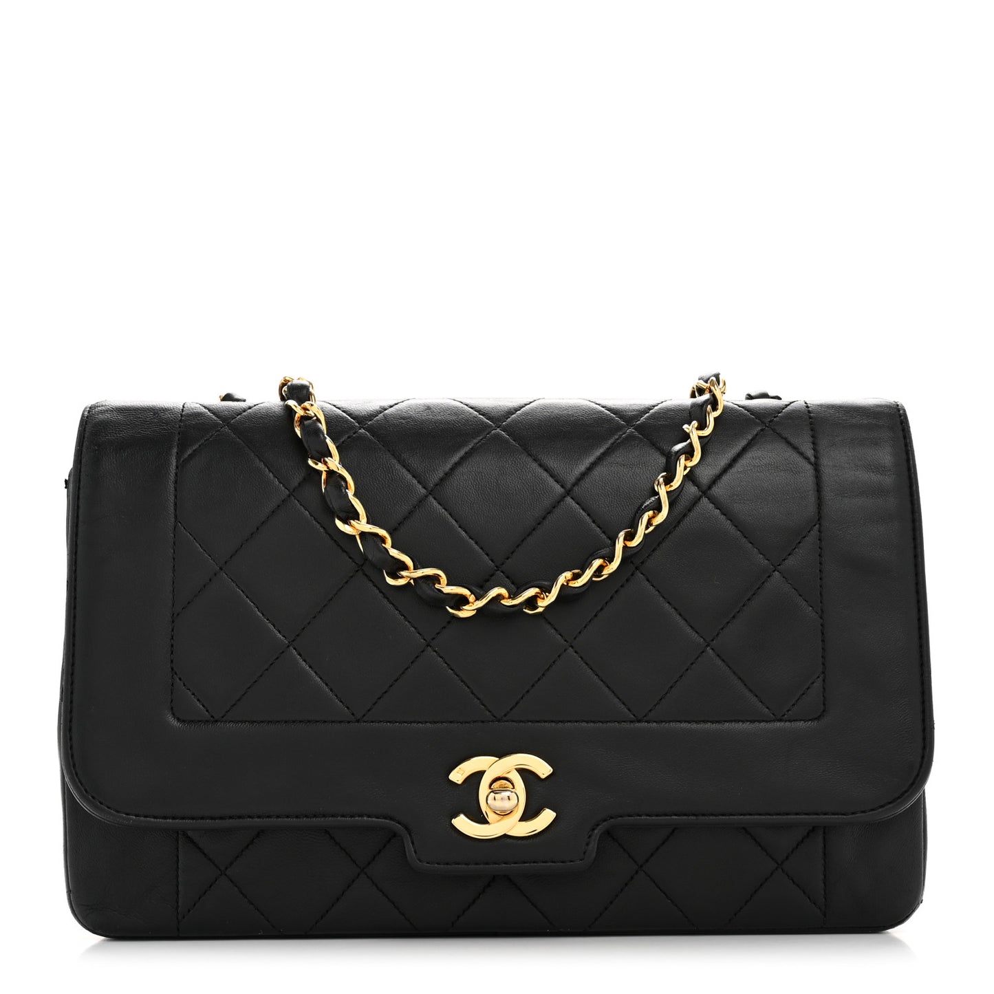 Lambskin Medium Single Flap Black